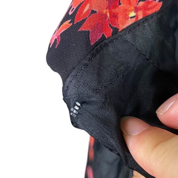 Vtg Y2K Bebe Black Red Floral Strapless Corset Midi Dress SZ 4 - Picture 9 of 9